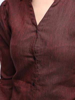 mandarin neck tie up sleeved shirt - 15897881 - Standard Image - 6