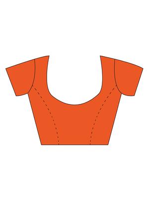 embroidered border orange saree with blouse - 15898597 - Standard Image - 3