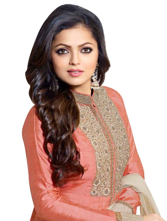 Embroidered semi-stitched skirt suit - 15900101 - Zoom Image - 3