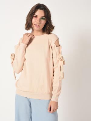 cold shoulder drawstring sleeved pullover - 15900908 - Standard Image - 3