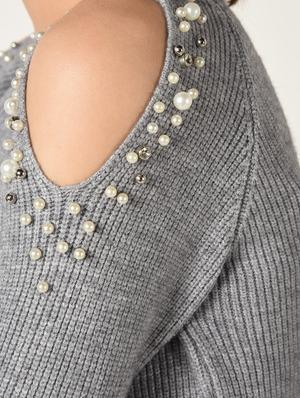 cold shoulder pearl embellished pullover - 15900919 - Standard Image - 6