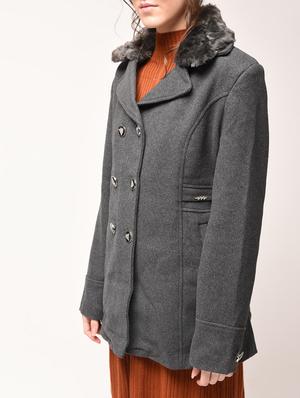 fur collar double breasted coat - 15900956 - Standard Image - 6