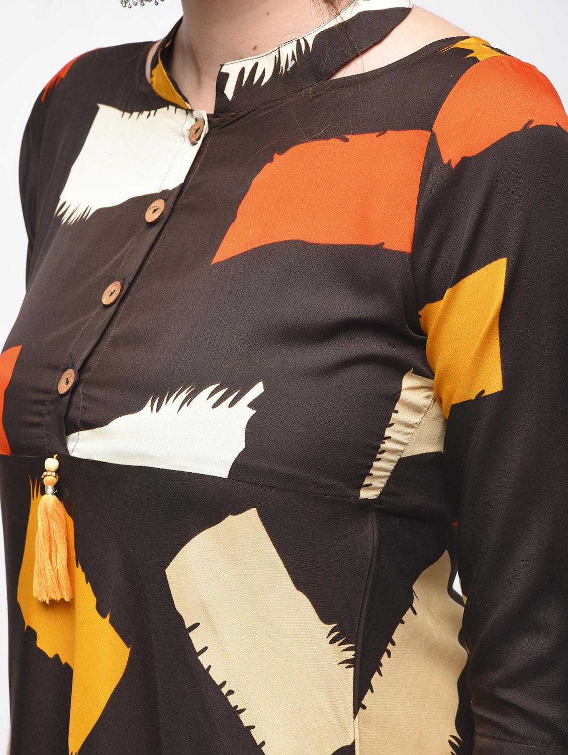 geometric printed flared kurta - 15902132 - Zoom Image - 6