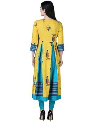 a-line printed panel kurta - 15902158 - Standard Image - 3