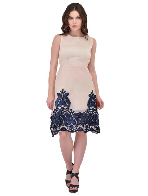 embroidered mesh a-line dress - 15902669 - Standard Image - 1