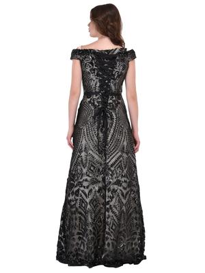 lace-up back sequined gown - 15902676 - Standard Image - 3