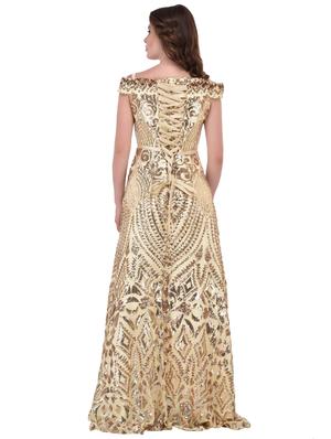 lace-up back sequined gown - 15902677 - Standard Image - 3