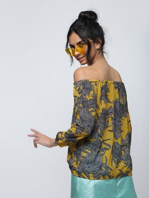 off shoulder floral blouson top - 15902828 - Standard Image - 3