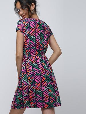 geometric print a-line dress - 15902838 - Standard Image - 3