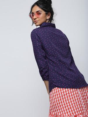 star print curved hem shirt - 15902842 - Standard Image - 3