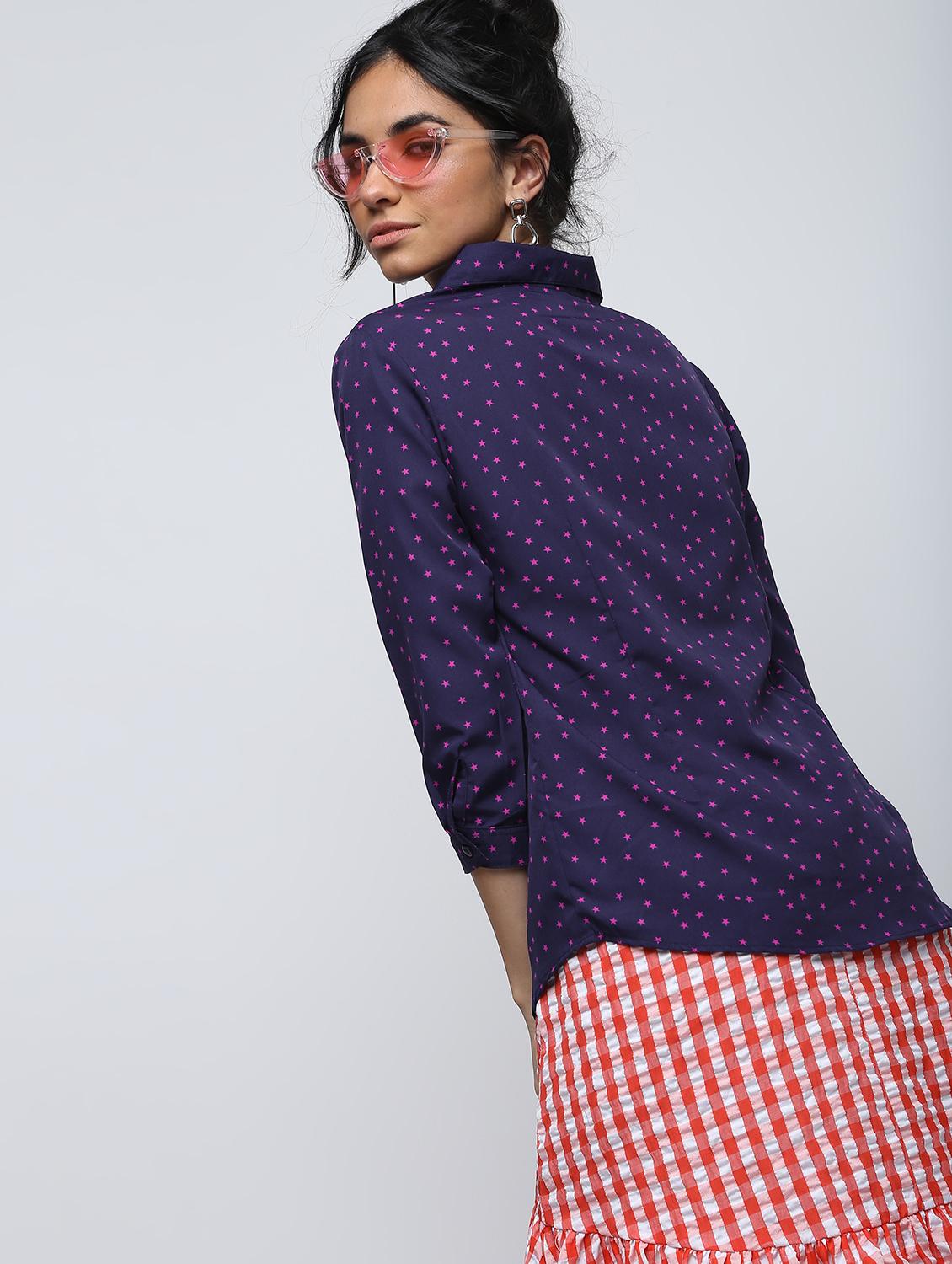 star print curved hem shirt - 15902842 - Zoom Image - 3