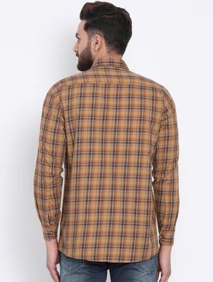 brown checkered casual shirt - 15902941 - Standard Image - 3