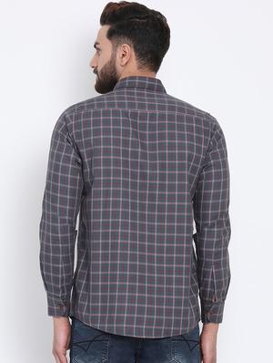 grey checkered casual shirt - 15902952 - Standard Image - 3