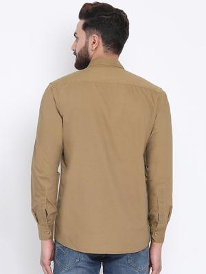 brown solid casual shirt - 15902969 - Standard Image - 3