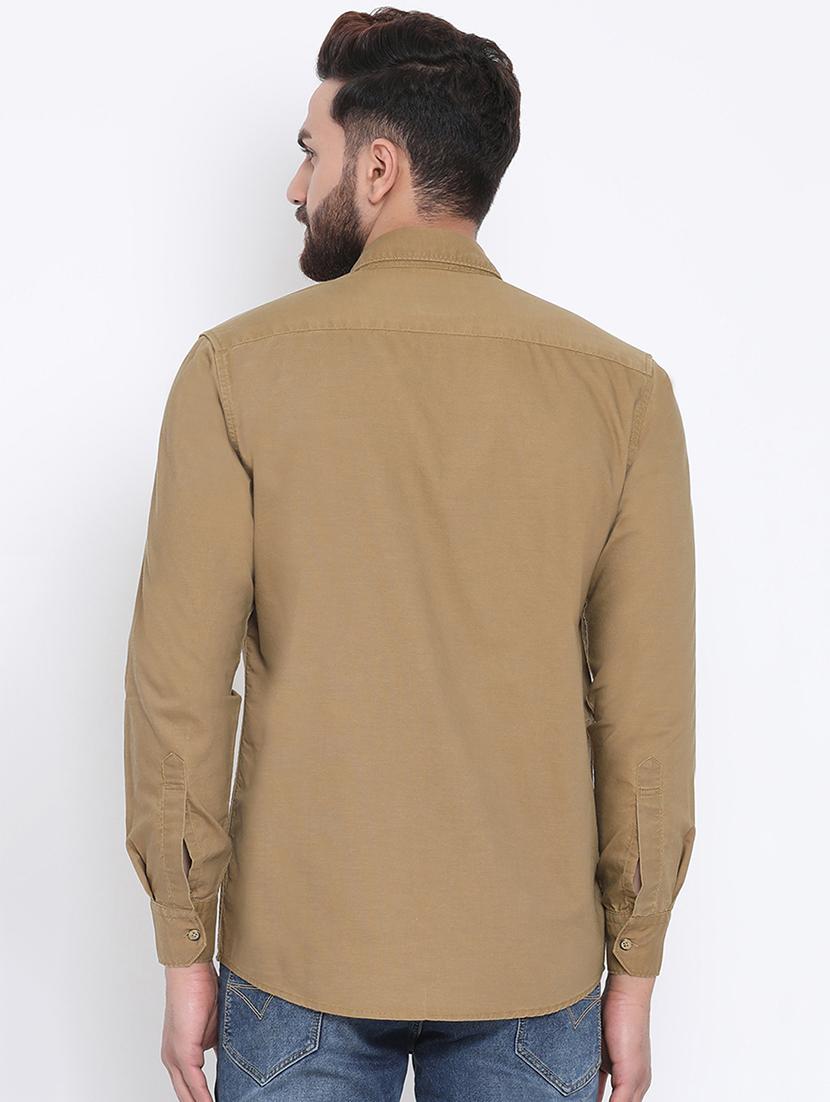brown solid casual shirt - 15902969 - Zoom Image - 3