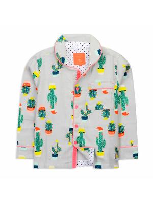 contrast piping pocket patch pyjama set - 15903092 - Standard Image - 3