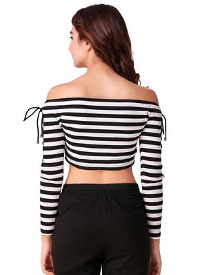 criss cross detail striped crop top - 15903237 - Standard Image - 3