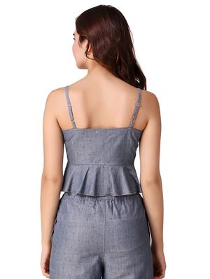lace up detail peplum top - 15903242 - Standard Image - 3