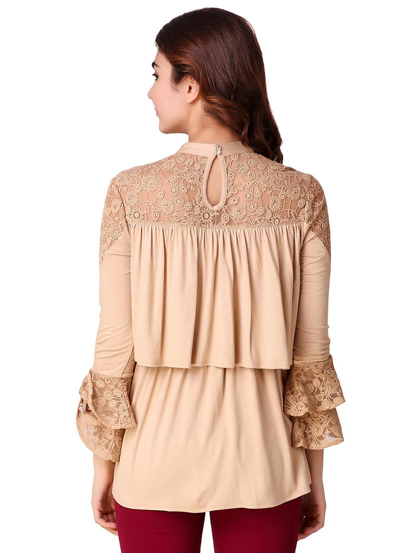 lace paneled ruffled layered top - 15903254 - Zoom Image - 3