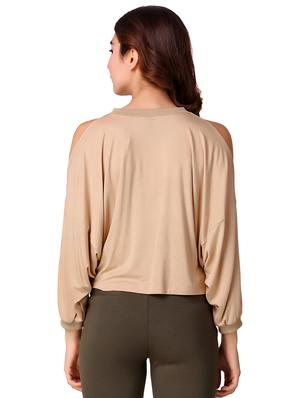 crew neck cold shoulder top - 15903274 - Standard Image - 3