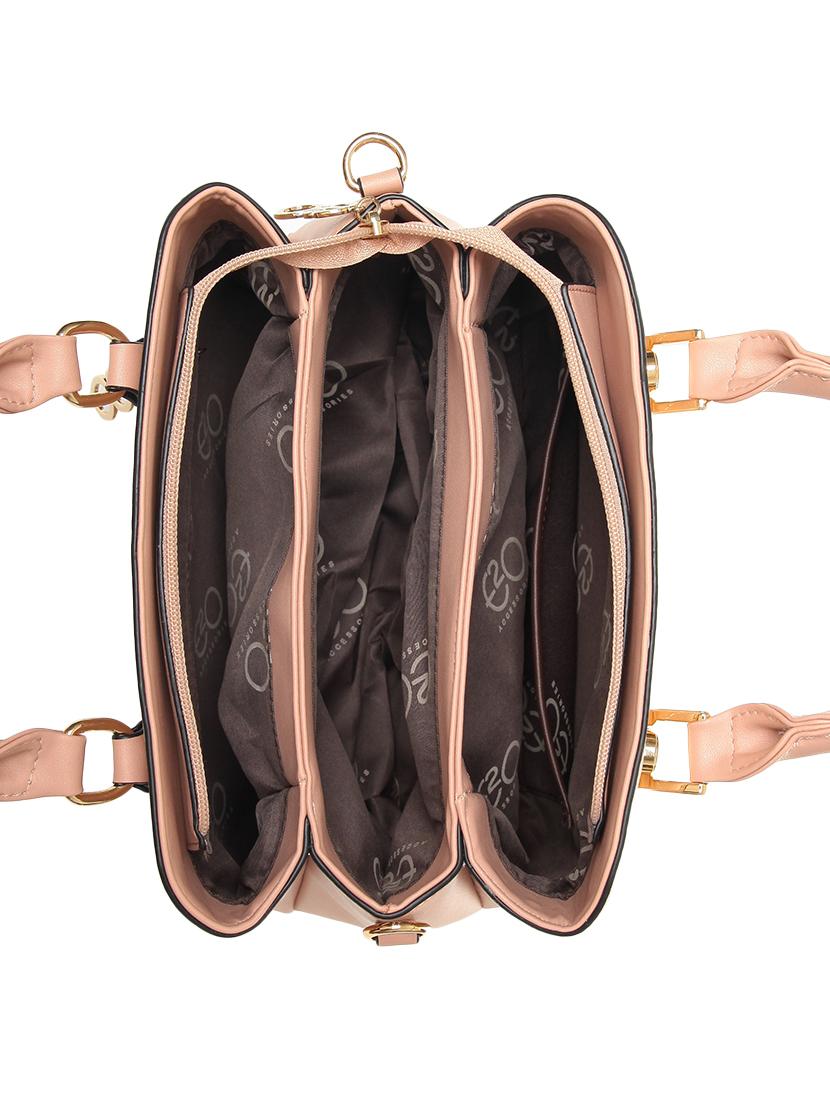 pink leatherette (pu) regular satchel - 15903911 - Zoom Image - 3