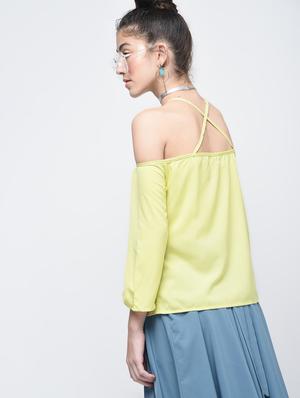 criss-cross back cold shoulder top - 15905908 - Standard Image - 3