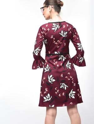 tie-up neck floral a-line dress - 15907080 - Standard Image - 3