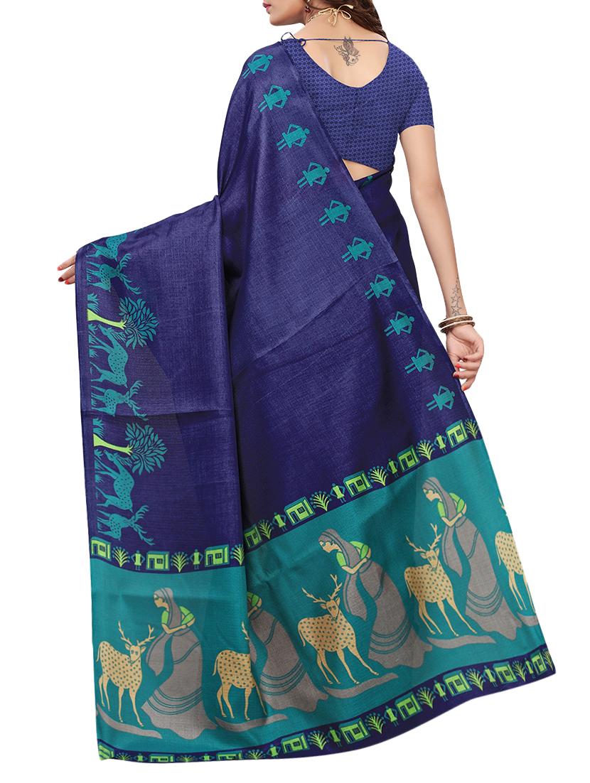 multicolor printed saree combo (set of 2) with blouse - 15907630 - Zoom Image - 3
