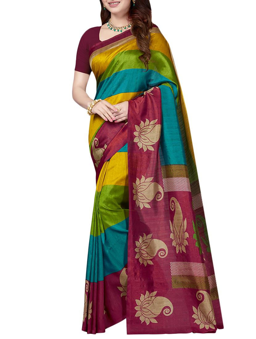 multicolor printed saree combo (set of 2) with blouse - 15907648 - Zoom Image - 6