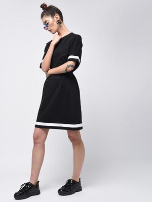 contrast tape a-line dress - 15908191 - Standard Image - 3