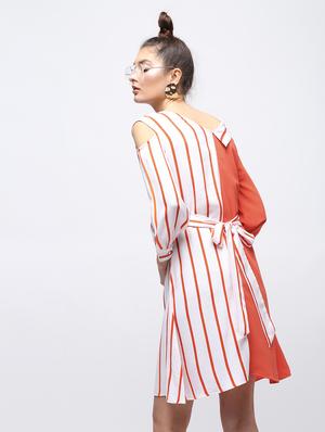 color block striped button detail dress - 15908214 - Standard Image - 3