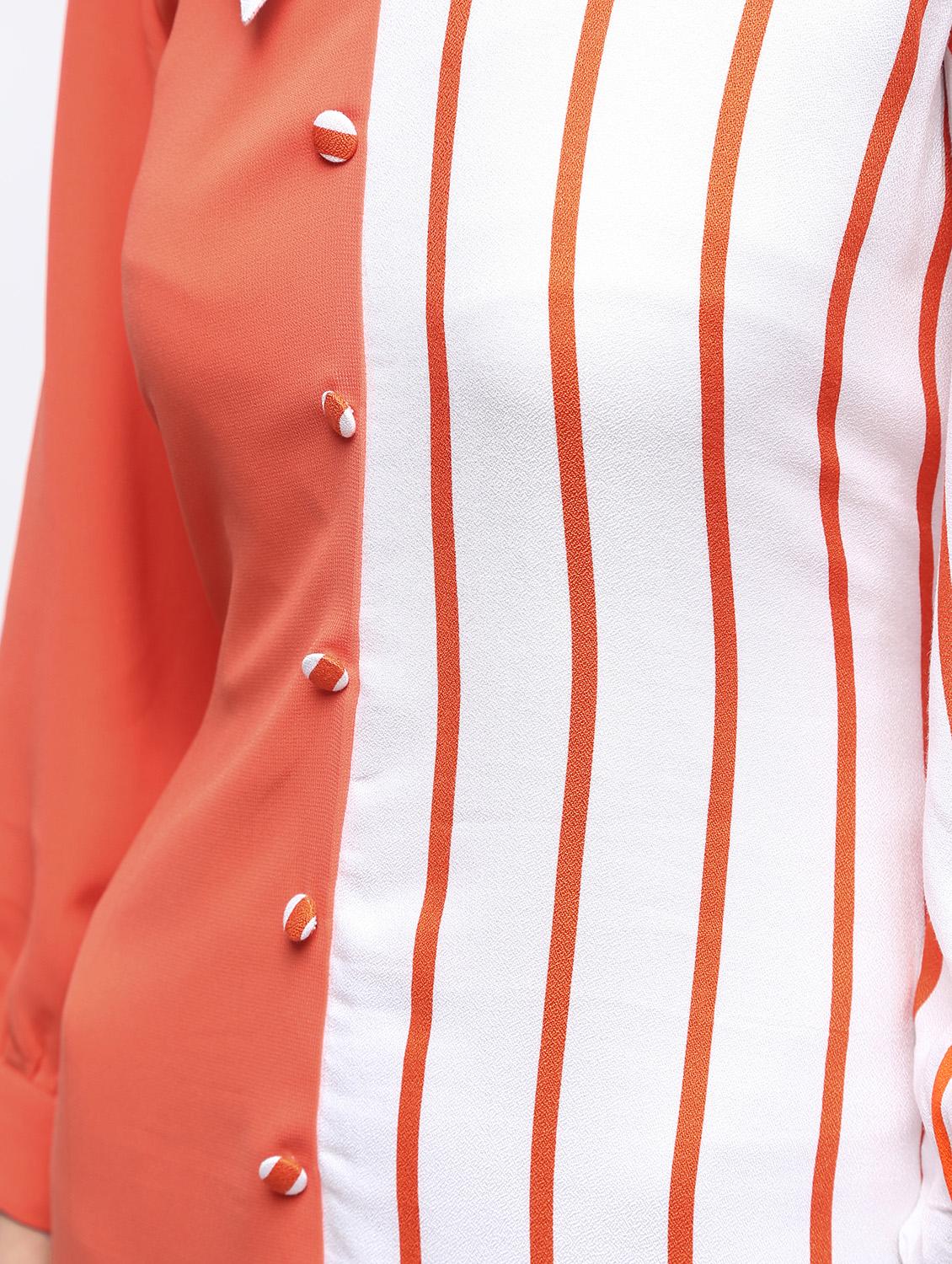 color block striped button detail dress - 15908214 - Zoom Image - 6