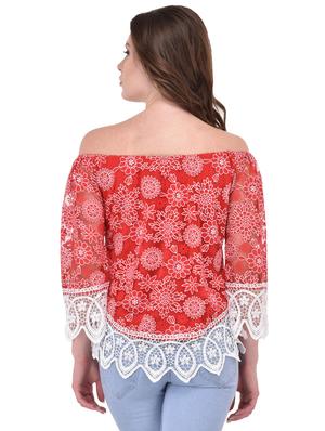 off shoulder lace detail top - 15908343 - Standard Image - 3