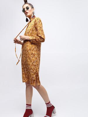 frill trim tie up neck shift dress - 15908455 - Standard Image - 3
