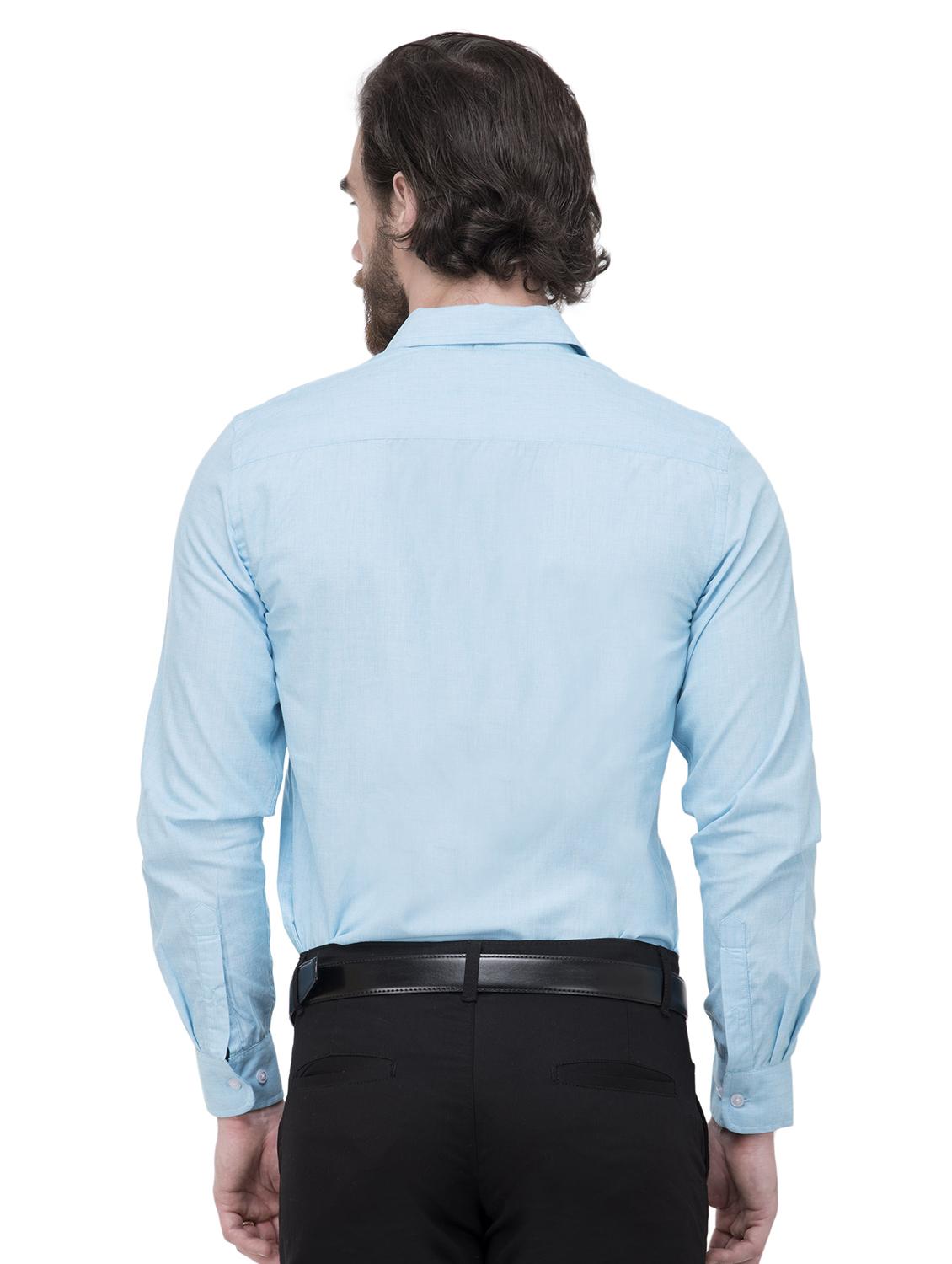 light blue solid formal shirt - 15908483 - Zoom Image - 3