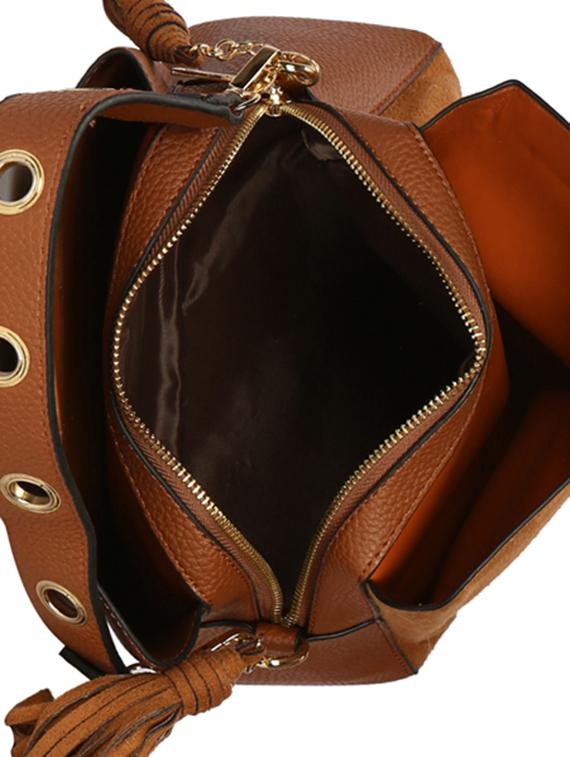 brown leatherette (pu) handbag - 15910018 - Zoom Image - 3