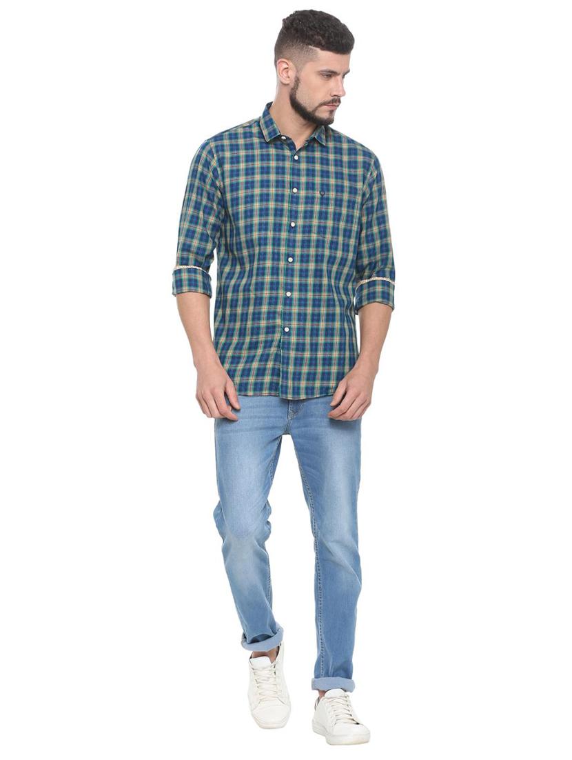 blue checkered casual shirt - 15910541 - Zoom Image - 3