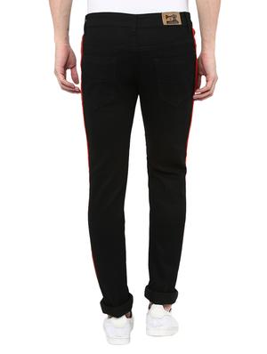 black cotton blend side tape jeans - 15910794 - Standard Image - 3