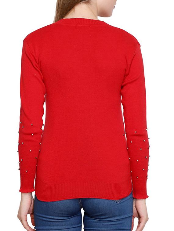 embellished sleeved ribbed edge pullover - 15911030 - Zoom Image - 3
