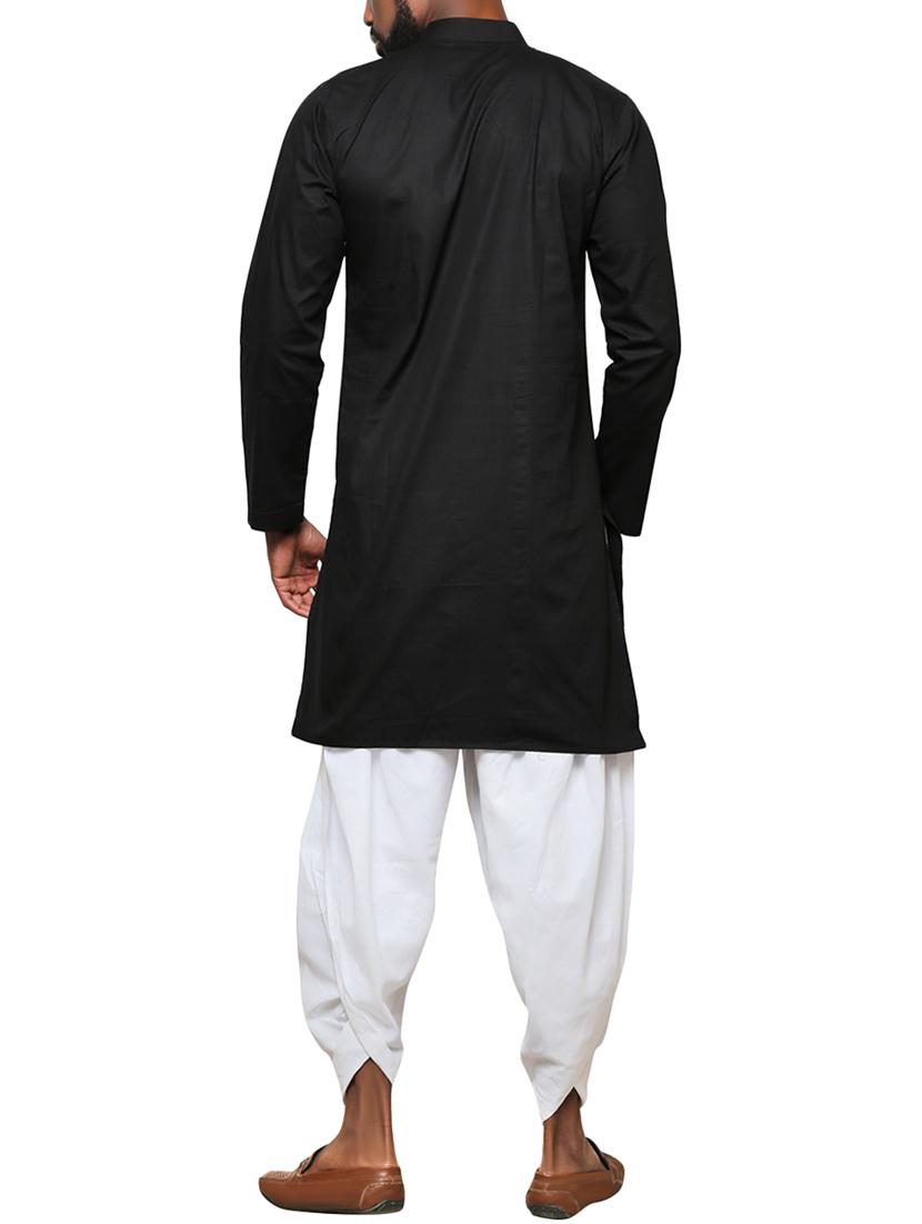 black cotton long kurta - 15911574 - Zoom Image - 3
