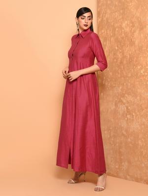 a-line solid dress - 15912283 - Standard Image - 3