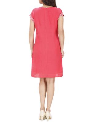 lace up detail embroidered a-line dress - 15913015 - Standard Image - 3