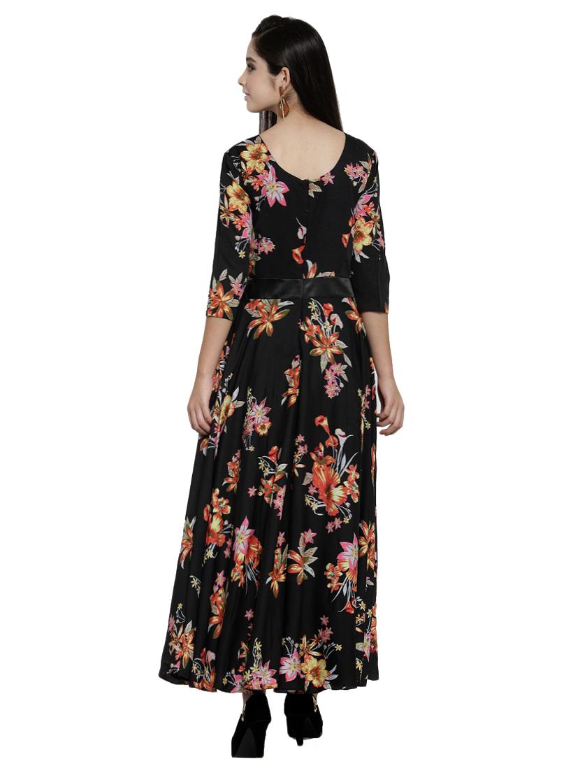 contrast flared maxi dress - 15914235 - Zoom Image - 3