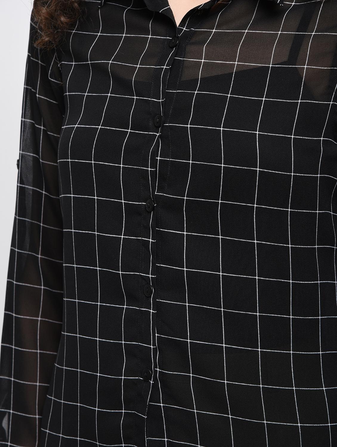 roll up sleeved grid pattern shirt - 15915478 - Zoom Image - 6