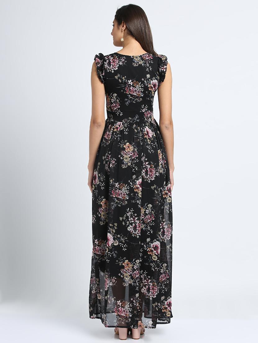 floral frilled sleeved maxi dress - 15915826 - Zoom Image - 3