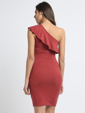 ruffled single shoulder bodycon dress - 15915828 - Standard Image - 3