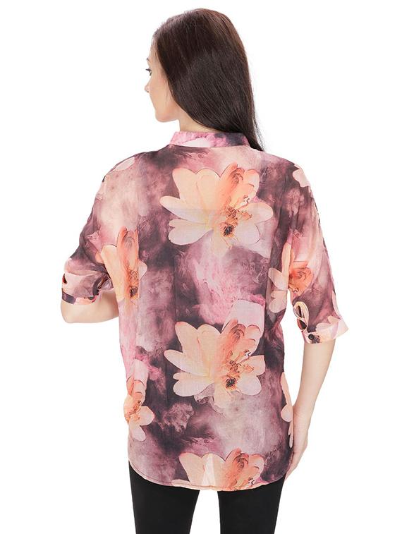 button detail floral high low top - 15916508 - Zoom Image - 3