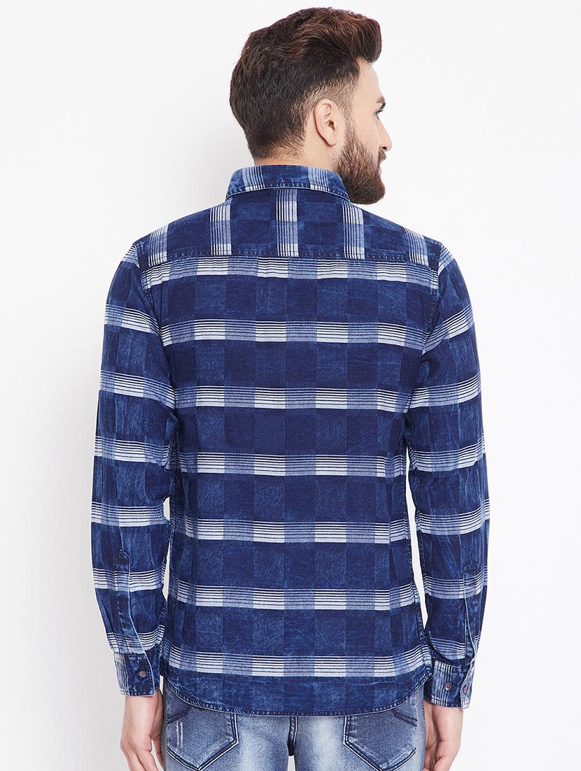 blue checkered casual shirt - 15916837 - Zoom Image - 3