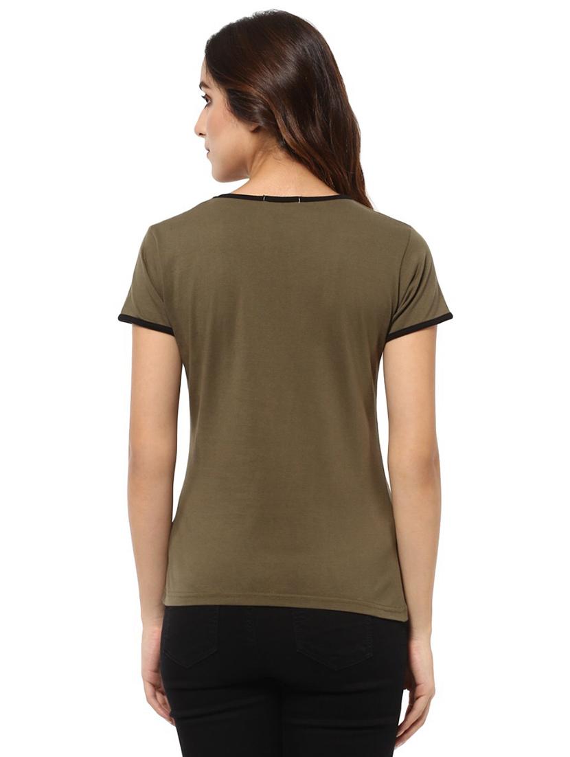contrast binding short sleeved tee - 15918676 - Zoom Image - 3