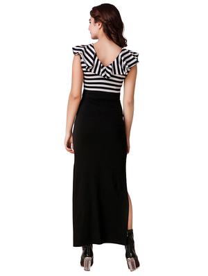 ruffled striped high slit dress - 15918908 - Standard Image - 3